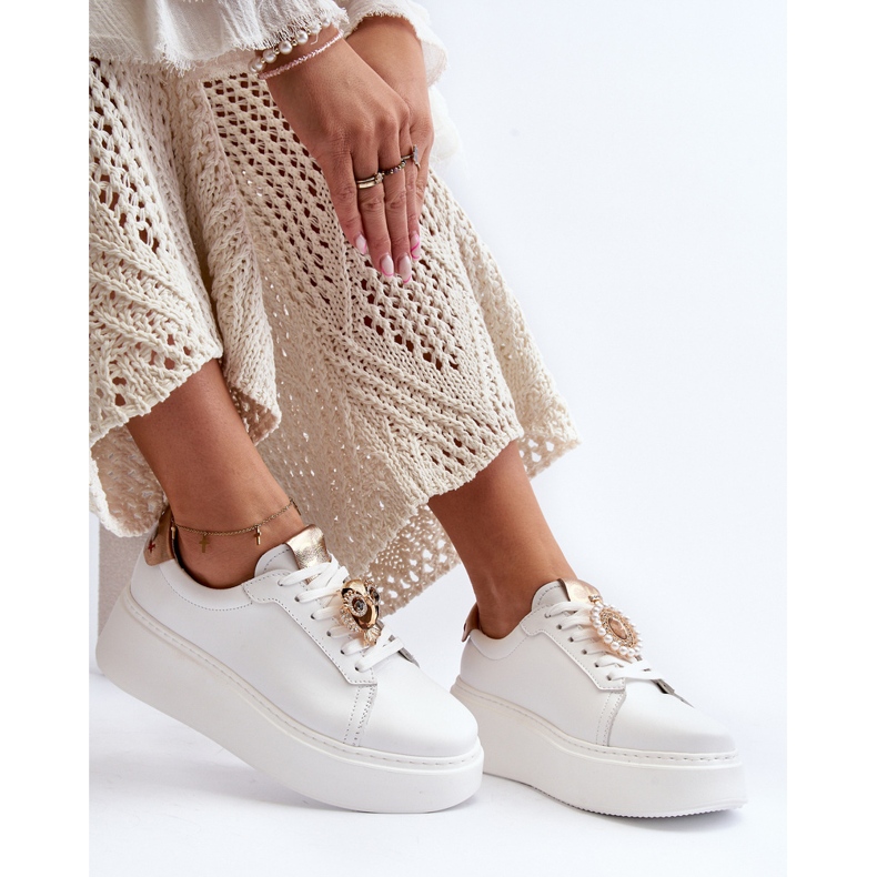 Baskets en cuir pour femmes CheBello 4411 Blanc blanche 2 Baskets en cuir pour femmes CheBello 4411 Blanc blanche 2