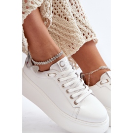 Baskets femme en cuir avec bracelet CheBello 4406 Blanc blanche 2