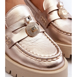Chaussures en cuir, mocassins avec décoration dorée CheBello 4291 2
