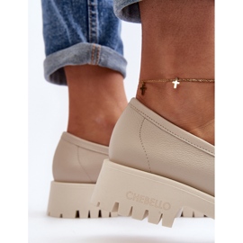 Mocassins Femme En Cuir à Franges CheBello 3096 Beige 1