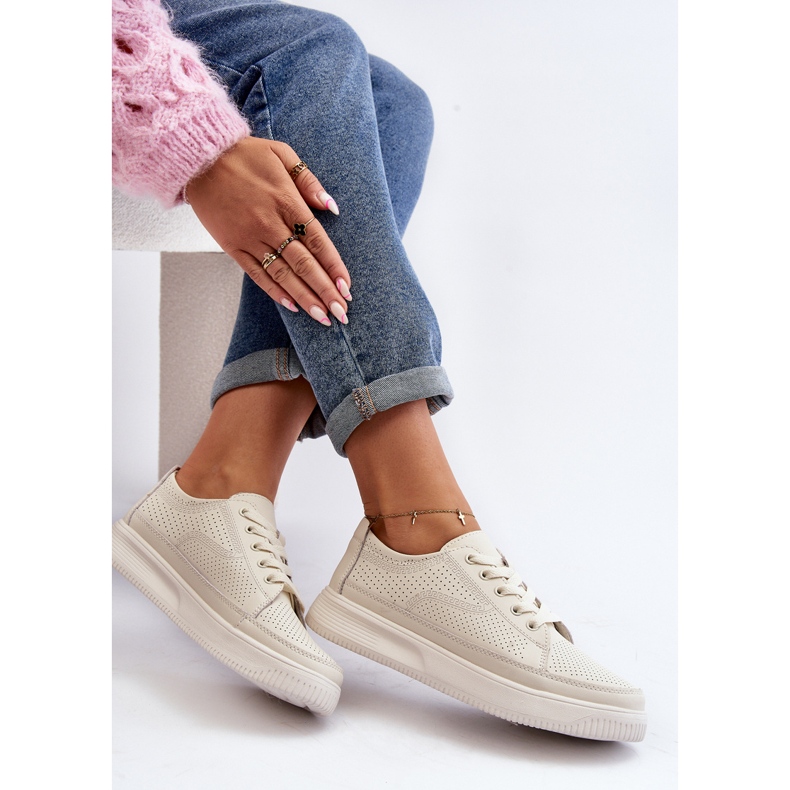 Sergio Leone Chaussures de sport en cuir pour femmes, baskets blanches Failla 1