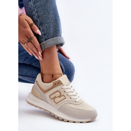 Baskets beiges pour femmes, chaussures de sport Alettesa 1