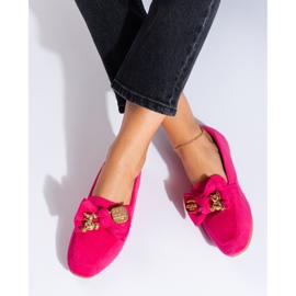 Mocassins femme en daim fuchsia rose 3