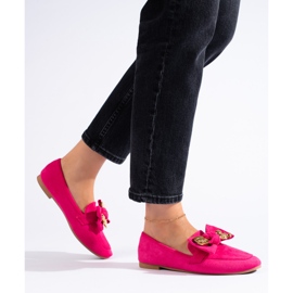 Mocassins femme en daim fuchsia rose 2