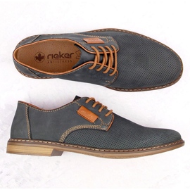 Chaussures confortables en cuir pour hommes bleu marine Rieker 13439-14 2