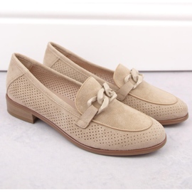 Chaussures à talons hauts ajourées pour femme en daim, beige Potocki SZ12052 2