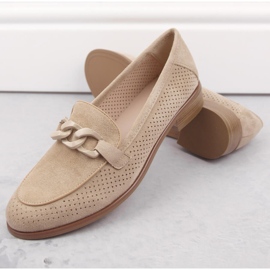 Chaussures à talons hauts ajourées pour femme en daim, beige Potocki SZ12052 3