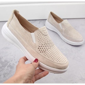 Chaussures à enfiler de sport ajourées en cuir pour femme T.Sokolski 278 gris 1