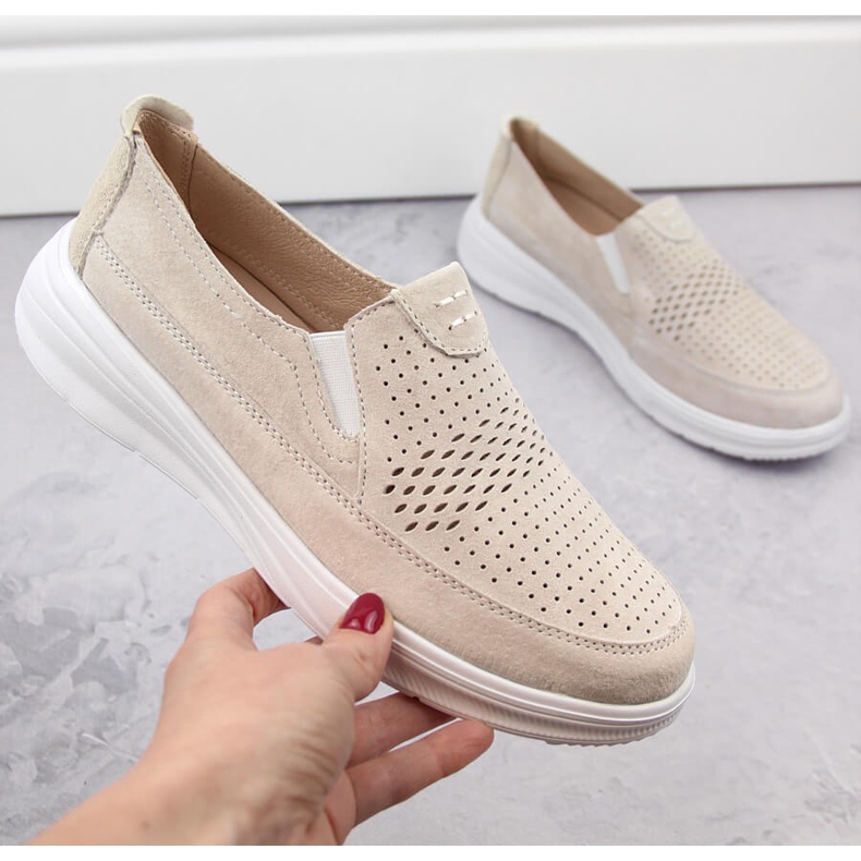 Chaussures à enfiler de sport ajourées en cuir pour femme T.Sokolski 278 gris 1