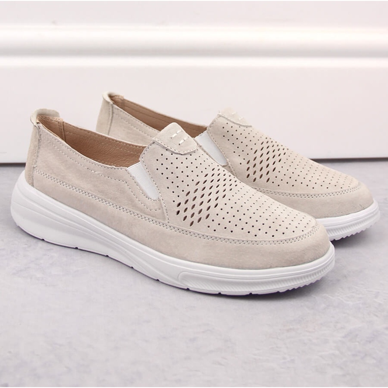 Chaussures à enfiler de sport ajourées en cuir pour femme T.Sokolski 278 gris 2