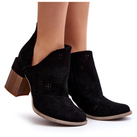Bottines Ajourées Sur Talon Haut Femme Noir Niartima le noir 8