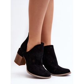 Bottines Ajourées Sur Talon Haut Femme Noir Niartima le noir 2