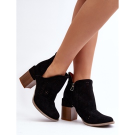 Bottines Ajourées Sur Talon Haut Femme Noir Niartima le noir 3