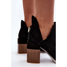 Bottines Ajourées Sur Talon Haut Femme Noir Niartima le noir 1