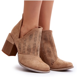 Bottines Ajourées Sur Talon Haut Femme Beige Niartima 7