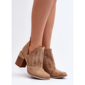 Bottines Ajourées Sur Talon Haut Femme Beige Niartima 2
