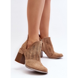Bottines Ajourées Sur Talon Haut Femme Beige Niartima 3