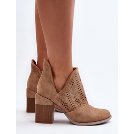 Bottines Ajourées Sur Talon Haut Femme Beige Niartima 4
