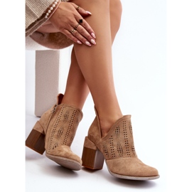 Bottines Ajourées Sur Talon Haut Femme Beige Niartima 6