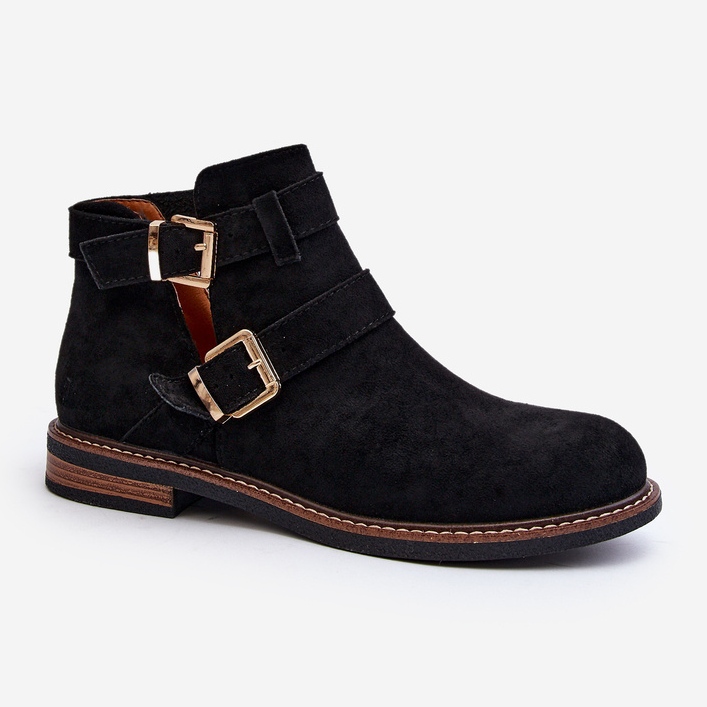 Bottines Plates À Bretelles Pour Femme Noir Melviana 2