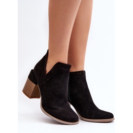 Bottines Jolnima noires sur un talon haut massif avec une découpe le noir 2