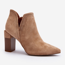 Bottines à talons hauts Vailen beiges à motif ajouré 1