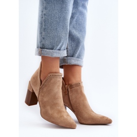 Bottines à talons hauts Vailen beiges à motif ajouré 2