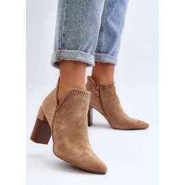 Bottines à talons hauts Vailen beiges à motif ajouré 4