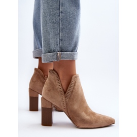 Bottines à talons hauts Vailen beiges à motif ajouré 5