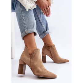 Bottines à talons hauts Vailen beiges à motif ajouré 8