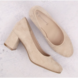 Escarpins à talons femme en daim beige Potocki SZ12340 3