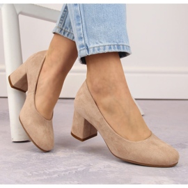 Escarpins à talons femme en daim beige Potocki SZ12340 5