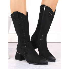 Boots ajourées en daim femme, noir Potocki SZ12397 le noir 3
