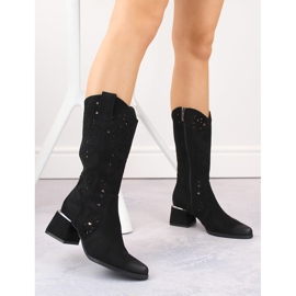 Boots ajourées en daim femme, noir Potocki SZ12397 le noir 2