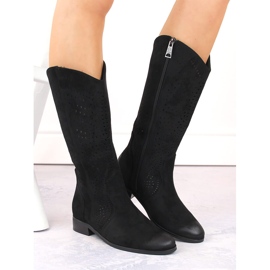 Bottines ajourées en daim pour femme, noires, Vinceza 58237 le noir 3
