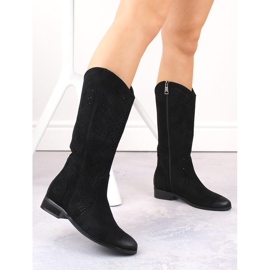 Bottines ajourées en daim pour femme, noires, Vinceza 58237 le noir 2