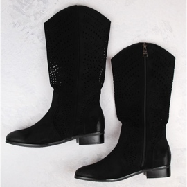 Bottines ajourées en daim pour femme, noires, Vinceza 58237 le noir 5