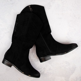 Bottines ajourées en daim pour femme, noires, Vinceza 58237 le noir 4