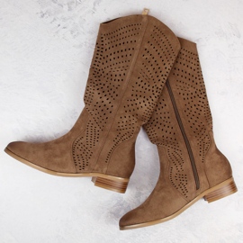 Bottines ajourées en daim pour femme, marron, Vinceza 58237 brun 2