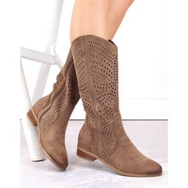 Bottines ajourées en daim pour femme, marron, Vinceza 58237 brun 4
