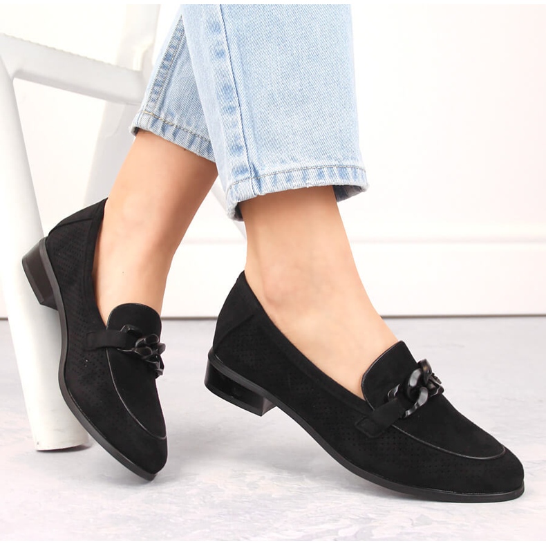 Chaussures à talons femme en daim ajouré, noir Potocki SZ12052 le noir 1