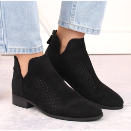 Bottines ajourées à talons bas femme en daim, noir Potocki SZ12307 le noir 6