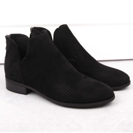 Bottines ajourées à talons bas femme en daim, noir Potocki SZ12307 le noir 2
