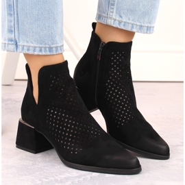 Bottines à talons hauts ajourées femme en daim, noir Potocki SZ12356 le noir 3