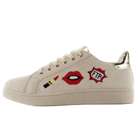 Baskets Sweet Lips avec patchs FB-15 BEIGE / OR 1