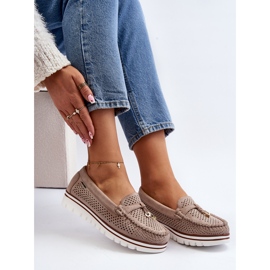 Mocassins Ajourés Femme Beige Twista 1