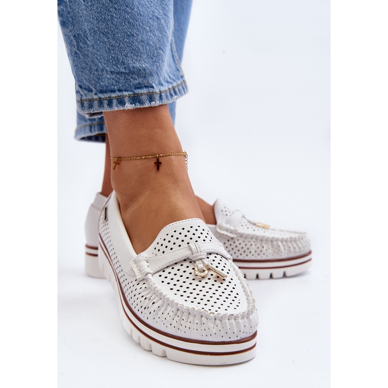 Mocassins Ajourés Femme Blanc Twista 1