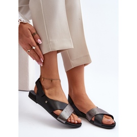 Zazoo 40141 Sandales en cuir avec velcro, noir le noir 1