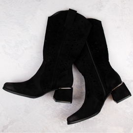 Potocki W WOL210A bottes ajourées en daim, noir le noir 4