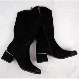 Potocki W WOL210A bottes ajourées en daim, noir le noir 5